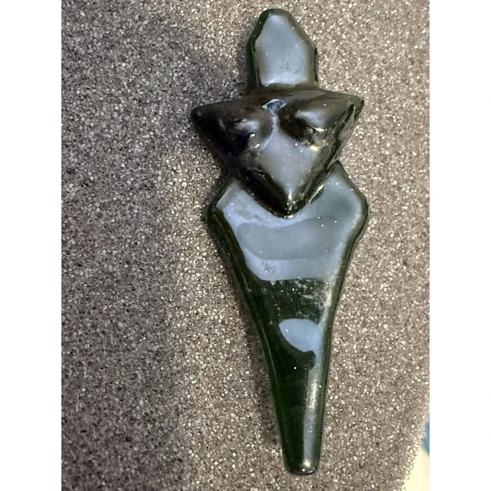 Jewelry, pin brooch, fused glass, green, blue, art deco, artistic, unique